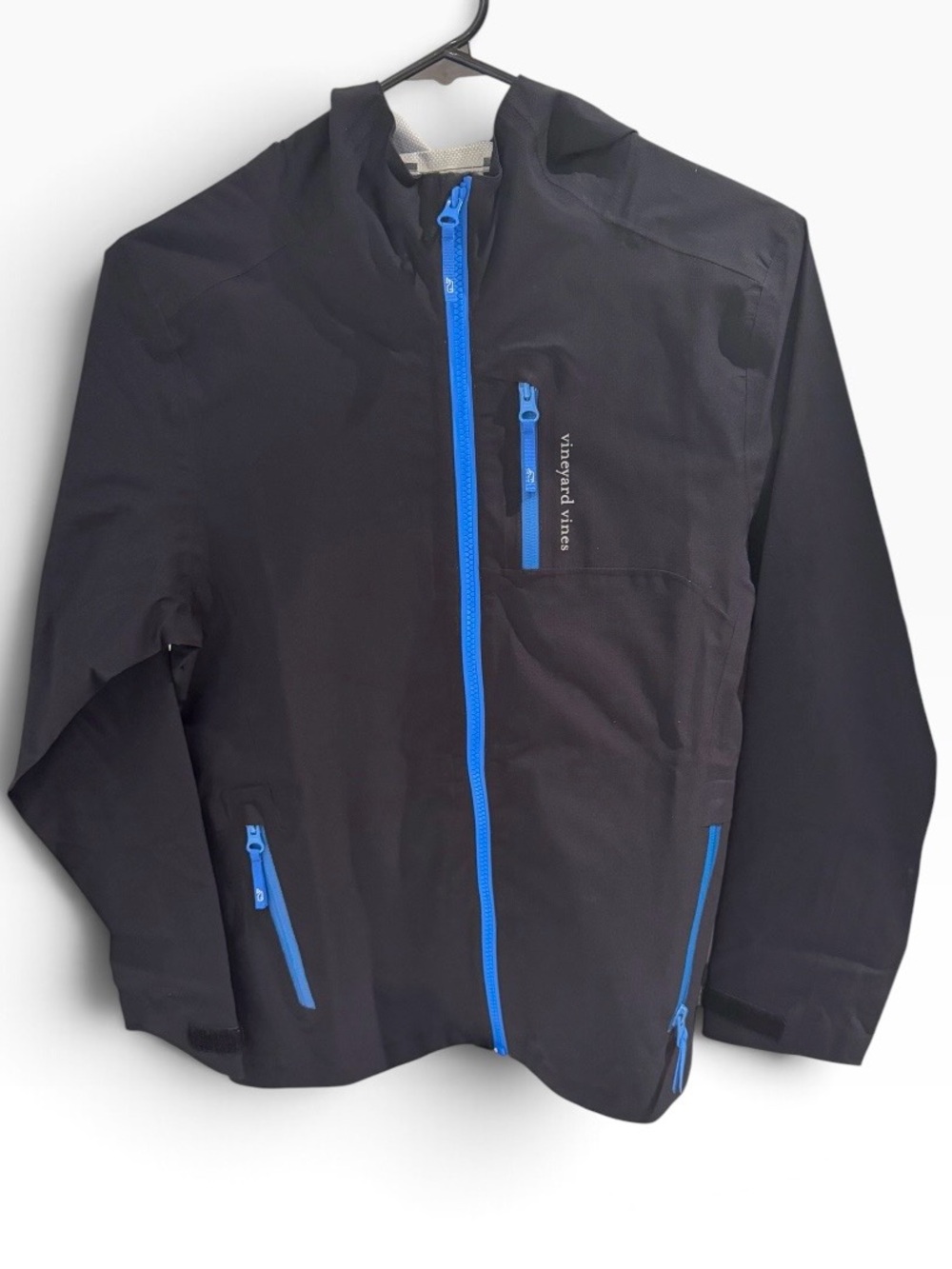 Vineyard Vines Boys Black Hooded Full-Zip Softshell Jacket Logo Size M